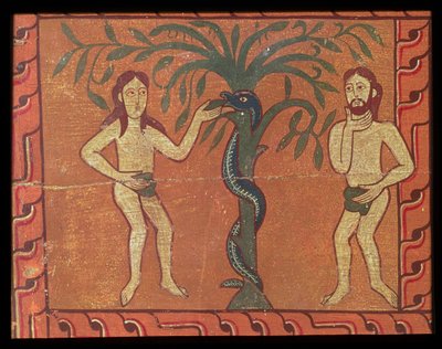 Adán y Eva, del retablo de Sagar (temple sobre tabla) de Spanish School
