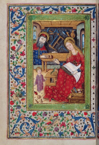 Add 18193 f.48v La Sagrada Familia en la carpintería de José, en latín con rúbricas en español, de un 