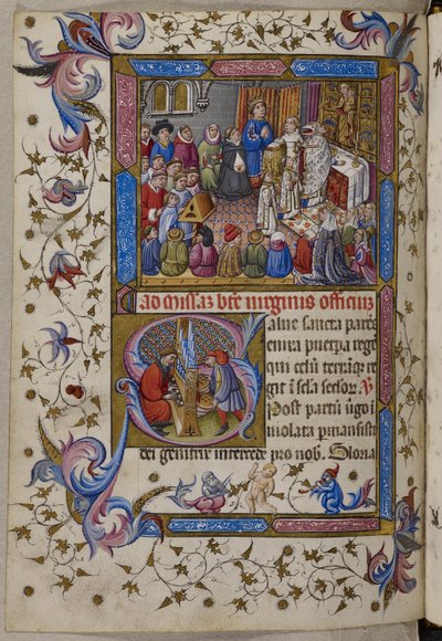 Agregar. 28962, f.281v, Alfonso V asiste a Misa, del Salterio y Horas de Alfonso V de Aragón. c.1442 (vitela) de Spanish School