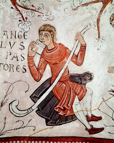 Anunciación a los pastores, detalle (miniatura) de Spanish School