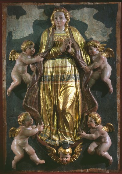 Asunción de la Virgen, detalle de un retablo renacentista de Spanish School
