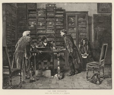 En la notaría (grabado) de Spanish School