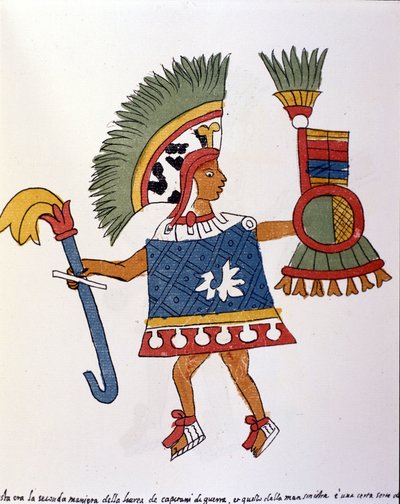 Guerrero azteca en el Códice Vaticano 3738 (Códice Vat. Ríos). Facsímil del manuscrito por el dominico Pedro de los Ríos, entre 1570 y 1589, Bibl. Vaticana de Spanish School
