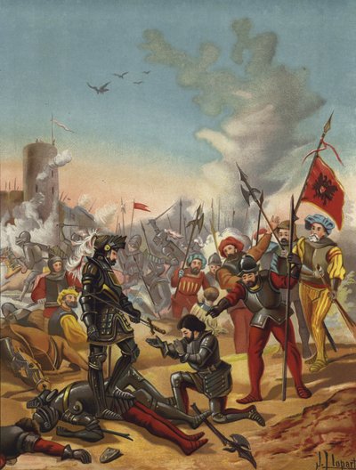 Captura del Rey Francisco I de Francia en la Batalla de Pavía, Italia, 1525 de Spanish School