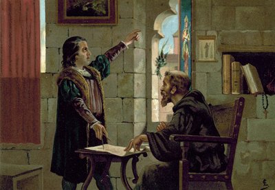 Cristóbal Colón en el Monasterio de La Rábida, 1490s de Spanish School
