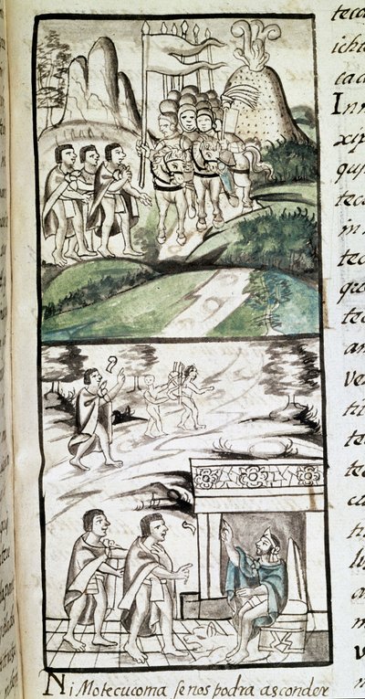 Códice de la conquista de México: los emisarios de Moctezuma II, emperador azteca, al encuentro de los españoles de Spanish School