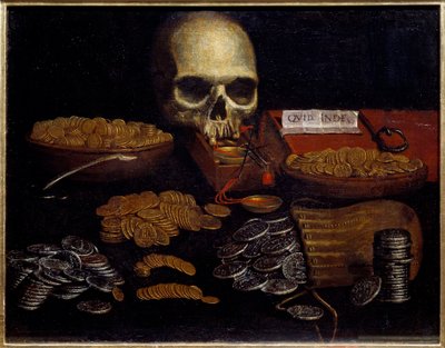 Alegoría de la vanidad, el paso del tiempo y la muerte, la riqueza y los placeres humanos de Spanish School