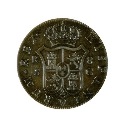 Moneda de 8 reales españoles, moneda castellana acuñada en Sevilla durante el reinado de Carlos IV (1748-1819) de Spanish School
