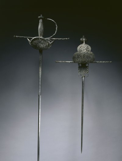 Rapiers con empuñadura de copa, c.1650 (acero) de Spanish School