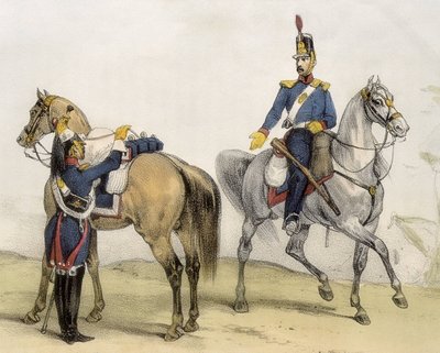 DE SOTTO, Serafin Maria, Conde de Clonard (1793 - 1862). Historia organica de las armas de Infanteria y Caballeria espanolas. 1851 - 1859. Soldados de Caballería durante el reinado de Fernando VII de España. Soldado de Caballería de Línea y Caballería Lige de Spanish School