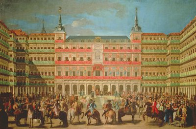 Decoración de la Plaza Mayor para la entrada de Carlos III a Madrid de Spanish School