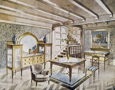 Diseño de salas de estar, circa 1900, España, siglo XX de Spanish School