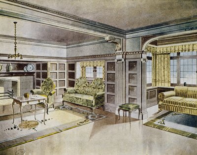 Diseño de salas de estar, circa 1900, España, siglo XX de Spanish School
