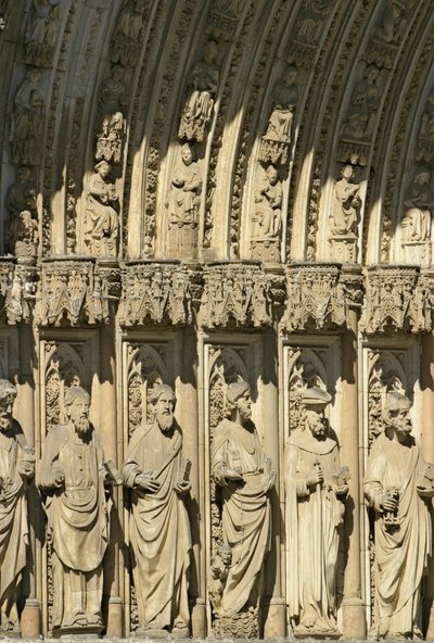 Detalle del Portal del Perdón, portal central de la fachada oeste de la Catedral de Toledo, comenzada en 1418 de Spanish School