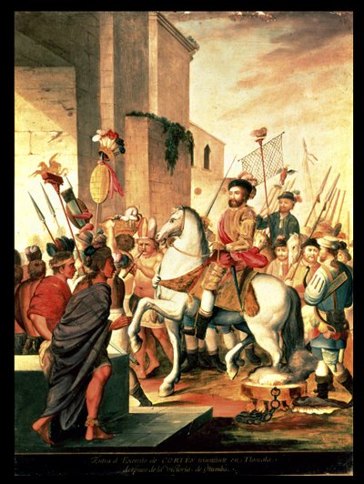 Entrada del ejército triunfante de Cortés en Tlaxcala tras la victoria de Otumba de Spanish School