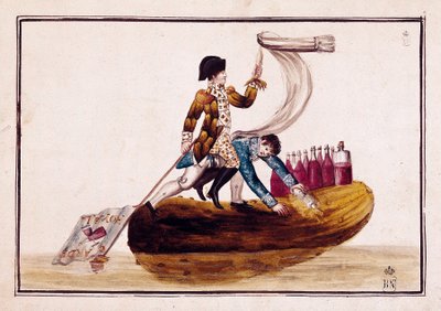 Expulsión de José Bonaparte (1768-1844) (en un pepinillo) tras la derrota de Vitoria en España de Spanish School