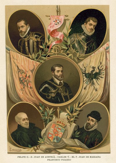Famosas figuras históricas españolas del siglo XVI de Spanish School
