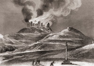 Incendio en el Monasterio de Montearagón, Quincena, Huesca, España en 1835 de Spanish School