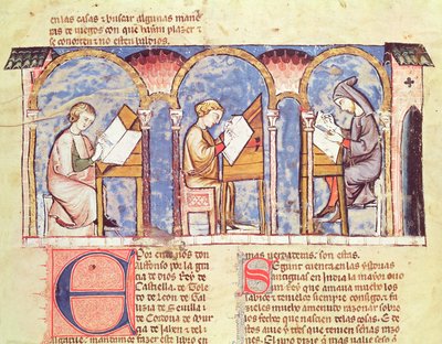 Fol.1v Fabricantes de mesas de juegos, del Libro de juegos, ajedrez, dados y tableros, 1282 de Spanish School