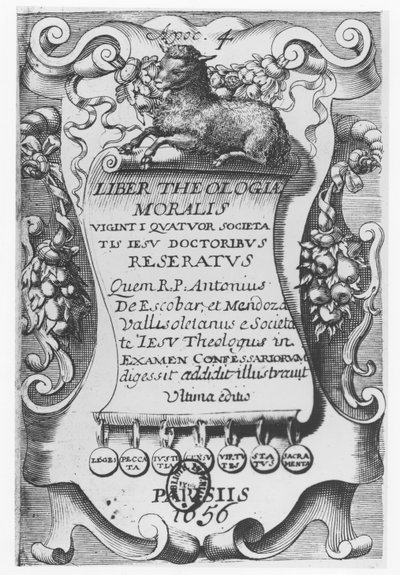 Frontispicio para Liber Theologiae Moralis, de Antonio Escobar y Mendoza, 1656 de Spanish School