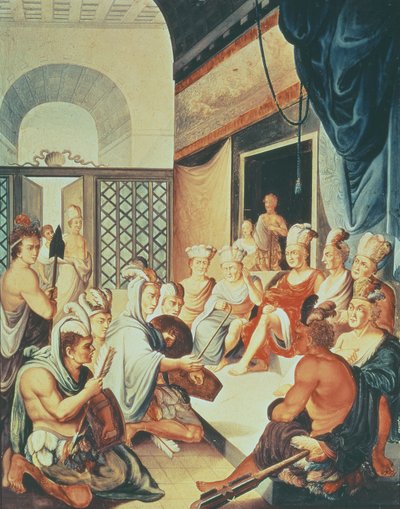 El embajador de Hernando Cortés recibiendo a los indios mexicanos en Tlaxcala de Spanish School