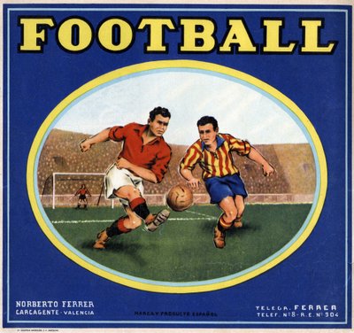 Imagen de dos futbolistas españoles. Cartel publicitario, Valencia de Spanish School