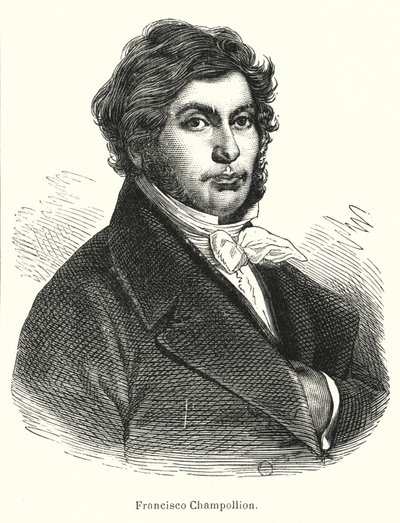 Jean-Francois Champollion, erudito francés, filólogo y descifrador de jeroglíficos egipcios antiguos (litografía) de Spanish School