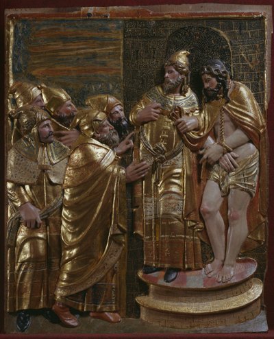 Jesús frente a Caifás (detalle) de Spanish School