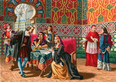 Encuentro entre Colón y Fernando e Isabel antes del viaje de descubrimiento de Spanish School
