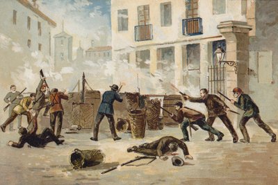 Miembros de la Milicia Nacional en Valencia negándose a desarmar, España, 1873 de Spanish School