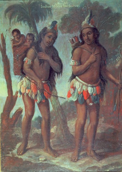 Salvajes indios mexicanos de "Pinturas de los mestizos" (óleo sobre lienzo) de Spanish School