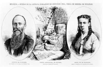 México - Ruinas de la antigua población de Chichen Itzá, cerca de Mérida, Yucatán, ilustración de La Ilustración Española y Americana 1877 de Spanish School