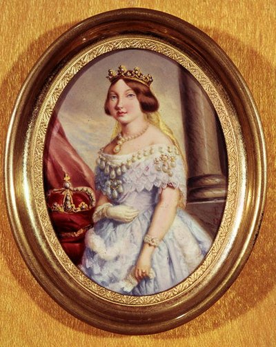 Retrato en miniatura de la Reina Isabel II (1830-1904) de Spanish School