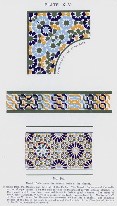 Zócalo de mosaico alrededor de las paredes internas de la mezquita de Spanish School