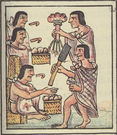 Ms Palat. 218-220 Un banquete azteca, del Códice Florentino por Bernardino de Sahagún, c.1540-85 de Spanish School