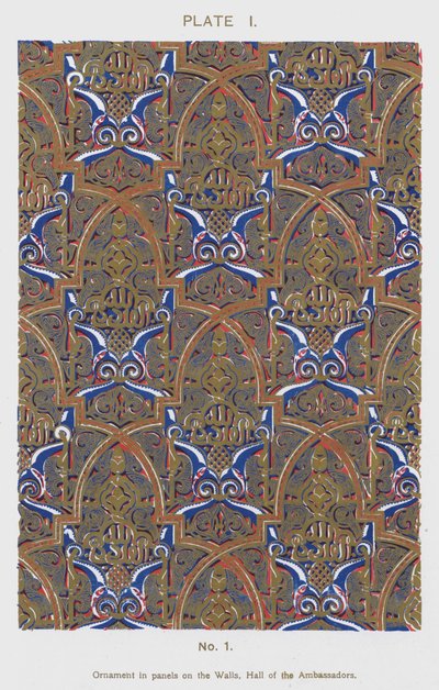 Ornamento en Paneles en las Paredes, Salón de los Embajadores de Spanish School