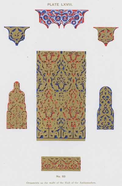 Ornamentos en las paredes del Salón de los Embajadores de Spanish School