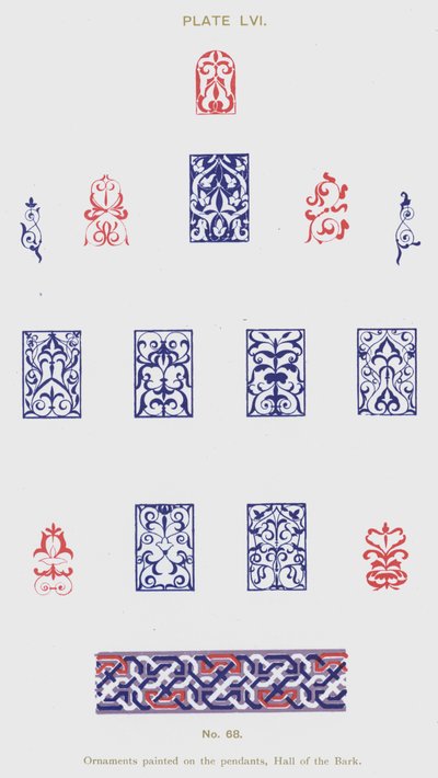 Ornamentos pintados en los colgantes, Salón de la Barca de Spanish School