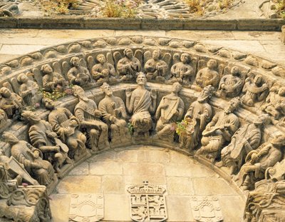 Tímpano del portal de la iglesia de San Martín, Noia (detalle) de Spanish School