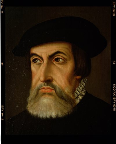 Retrato de Hernán Cortés (1485-1547) (óleo sobre lienzo) de Spanish School