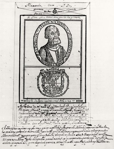 Retrato de Hernando Cortés (1485-1547) y sus armas de Spanish School