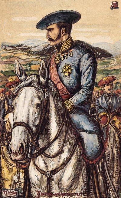 Retrato de Tomás Zumalacárregui (1788-1835), miembro militar del Ejército Carlista durante la Primera Guerra (1833-1840) (litografía) de Spanish School
