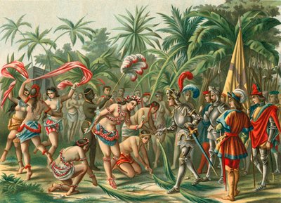 Recepción de Anacaona, llamada la Flor de Oro, en La Española para Bartolomé Colón y Hermano del Almirante de Spanish School