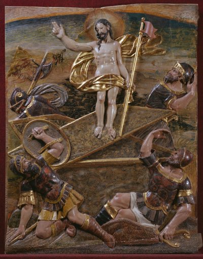 Resurrección, detalle de un retablo renacentista de Spanish School