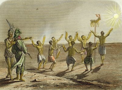Sacrificio de un ciervo al sol por los indios de Florida de Spanish School