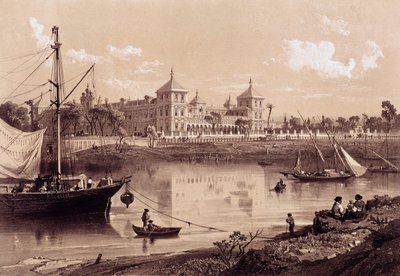 Sevilla, Palacio de San Telmo a orillas del río Guadalquivir. Andalucía, España (siglo XIX). Madrid, Biblioteca Nacional. de Spanish School