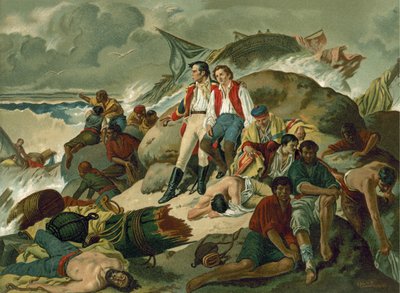 Supervivientes del naufragio de la Batalla de Trafalgar, 1805 de Spanish School