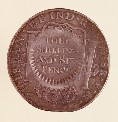 Moneda de plata (8 reales) de España: reinado de Carlos III (1777 con contramarca de 1787) de Spanish School