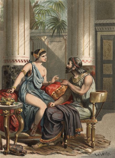 Sofonisba esposa del rey Sifax y reina de Numidia (235-203 a.C.). en “El Culto de la Hermosura” de Juan Justo Huguet, Molinas Hermanos editores. de Spanish School