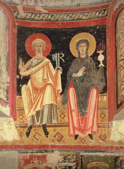 San Pedro y la Madonna, del ábside de Sant Pere en El Burgal de Spanish School